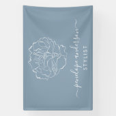 Minimalistische Blume Art Typografie Dusty Blue Banner (Vertikal)