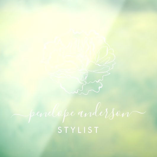 Minimalistische Blume Art Typografie in Weiß Fensteraufkleber (Blatt 3)