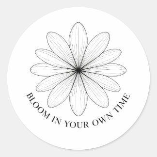 Minimalistische Blume Blühe in Deiner Eigenen Zeit Runder Aufkleber