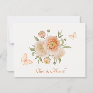 Minimalistische Blume Blütenschmetterlingshochzeit Postkarte