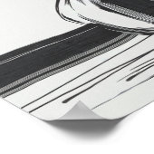 Minimalistische Blume der Tinte Gezeichnet in Schw Poster (Ecke)