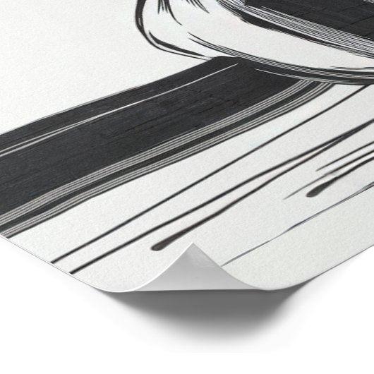 Minimalistische Blume der Tinte Gezeichnet in Schw Poster (Ecke)