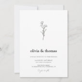 Minimalistische Blume Einfache Hochzeit Einladung (Vorderseite)