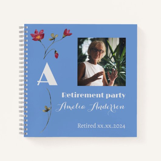 Minimalistische Blume Foto Pensionierung Blue Buch (Vorderseite)