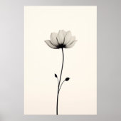 Minimalistische Blume in Schwarz und Weiß. Poster (Vorne)