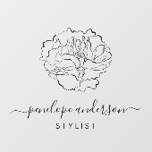 Minimalistische Blume Kunstdruckerei in Schwarz Fensteraufkleber (Blatt)