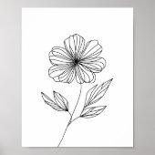 Minimalistische Blume-Linie Zeichnend Schwarz-Weiß Poster (Vorne)