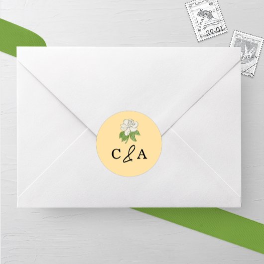 Minimalistische Blume Magnolia Runder Aufkleber