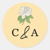 Minimalistische Blume Magnolia Runder Aufkleber (Vorderseite)