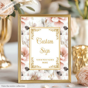 Minimalistische Blume mit Goldfarbe Poster