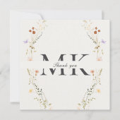 Minimalistische Blume Platz Danke Karte (Vorderseite)