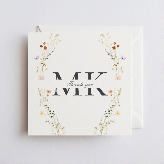 Minimalistische Blume Platz Danke Karte