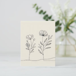 Minimalistische Blume Poppies Lineart Postkarte
