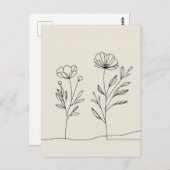 Minimalistische Blume Poppies Lineart Postkarte (Vorne/Hinten)