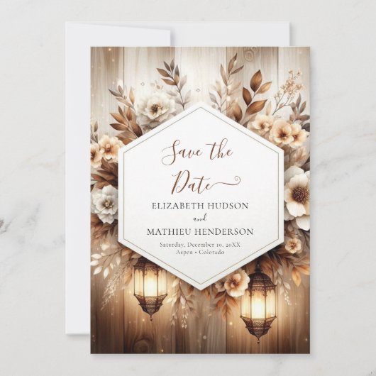 Minimalistische Blume Rustikale Hochzeit Save The Date (Vorderseite)