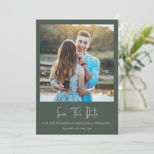 Minimalistische Blume Save the Date Einladung (Stehend Vorderseite)