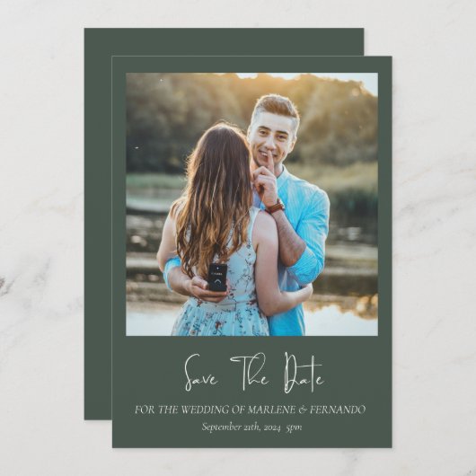 Minimalistische Blume Save the Date Einladung (Vorne/Hinten)