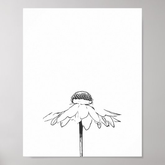Minimalistische Blume Schwarz-Weiß-Linie Zeichnend Poster (Vorne)