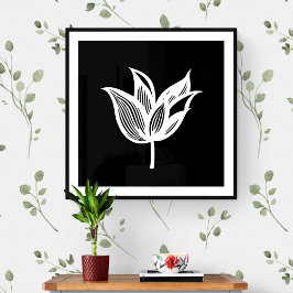 Minimalistische Blume Schwarz/Weiß Poster