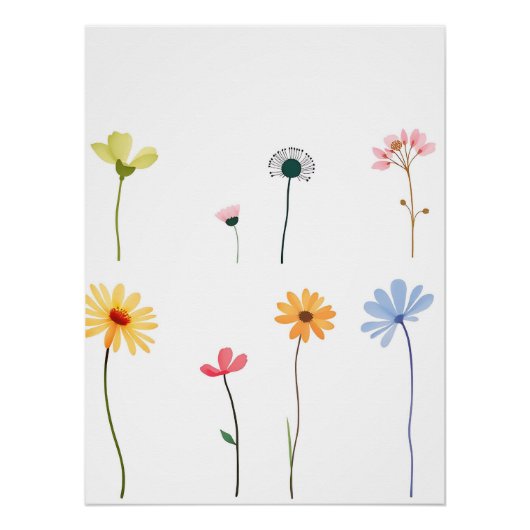 Minimalistische Blume Silhouetten Poster (Vorderseite)