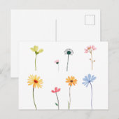 Minimalistische Blume Silhouetten Postkarte (Vorne/Hinten)