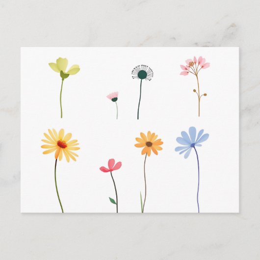 Minimalistische Blume Silhouetten Postkarte (Vorderseite)