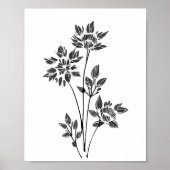 Minimalistische Blume Skizzen Poster (Vorne)