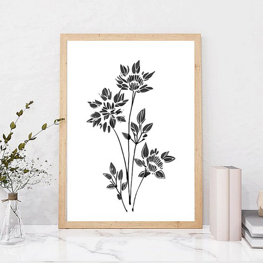 Minimalistische Blume Skizzen Poster