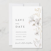Minimalistische Blume und Gold Save the Date Einladung (Vorderseite)