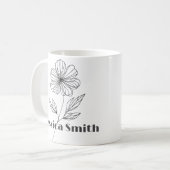 Minimalistische Blume Zeile Zeichnend individuelle Kaffeetasse (Vorderseite Links)