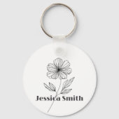 Minimalistische Blume Zeile Zeichnend individuelle Schlüsselanhänger (Vorderseite)