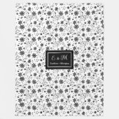 Minimalistische Blumen-Decke Monogramm Grautöne St Fleecedecke (Vorderseite)