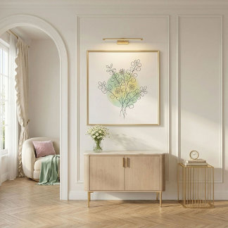 Minimalistische Blumen-Linienkunst Abstrakt Wasser Leinwanddruck