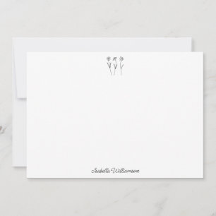 Minimalistische Blumen-Linienkunst Personalisiert Dankeskarte