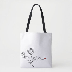 Minimalistische Blumen-Mom-Tasche als Geschenk Tasche