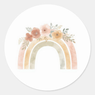 Minimalistische Blumen Regenbogen Geburtstagsaufkl Runder Aufkleber