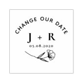 Minimalistische Blumenänderung des Datums Monogram Gummistempel (Prägung)