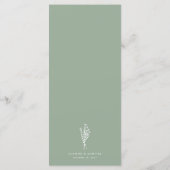 Minimalistische Blumenbouquet Sage Green Wedding Menükarte (Rückseite)