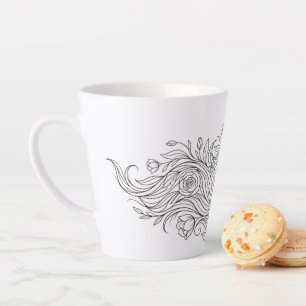Minimalistische Blumendamen-Profil-Kunst-Tasse Milchtasse