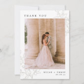 Minimalistische Blumenhochzeit dank Karte (Vorderseite)