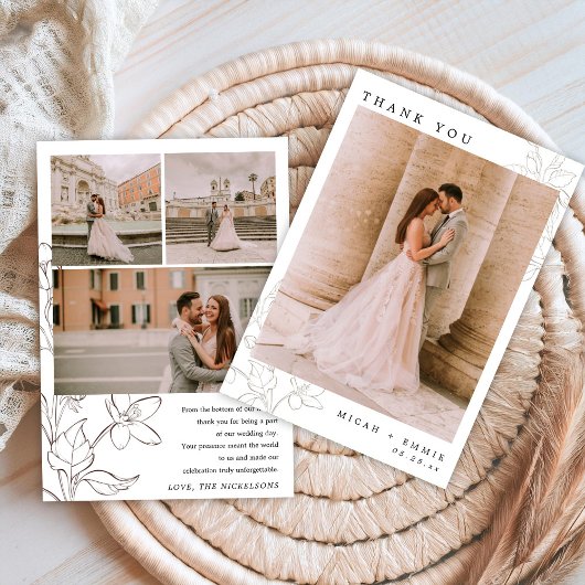 Minimalistische Blumenhochzeit dank Karte