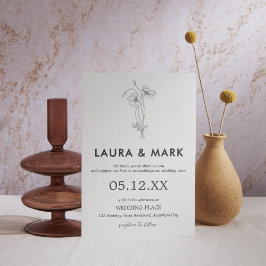Minimalistische Blumenhochzeit Einladung