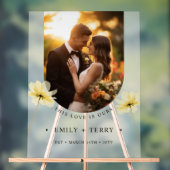 Minimalistische Blumenhochzeit Foto Begrüßung Matt Acrylschild (Neutral)