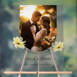 Minimalistische Blumenhochzeit Foto Begrüßung Matt Acrylschild