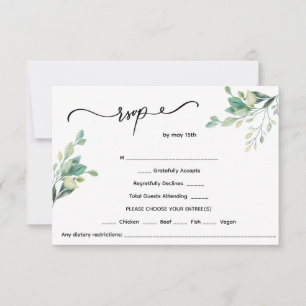 Minimalistische Blumenhochzeit RSVP Karte