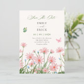 Minimalistische Blumenhochzeit Save The Date (Stehend Vorderseite)