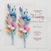 Minimalistische Blumenhochzeit Save The Date (Vorne/Hinten)