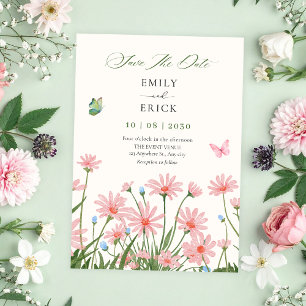 Minimalistische Blumenhochzeit Save The Date