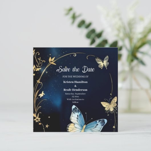 Minimalistische Blumenhochzeit Speichern Sie die D Save The Date (Stehend Vorderseite)