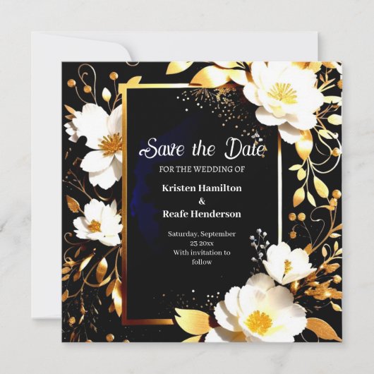 Minimalistische Blumenhochzeit Speichern Sie die D Save The Date (Vorderseite)